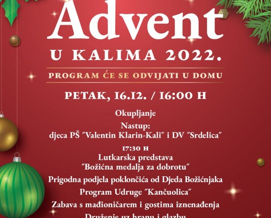 Advent u Kalima 2022. u petak 16. prosinca